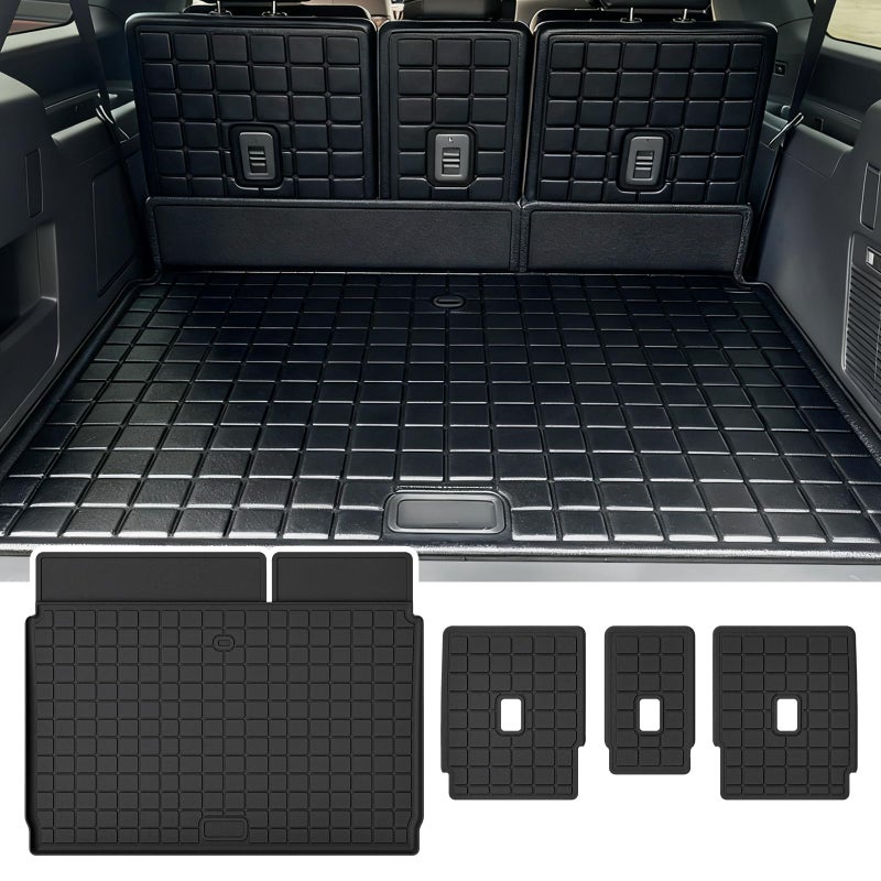 WAYIDSS Cargo Mat with Backrest Protection for 2025 Ford Expedition MAX, TPE All Weather Protection Cargo Liner with Velcro Rear Seats Backrest car Accessories-Black - Image 1
