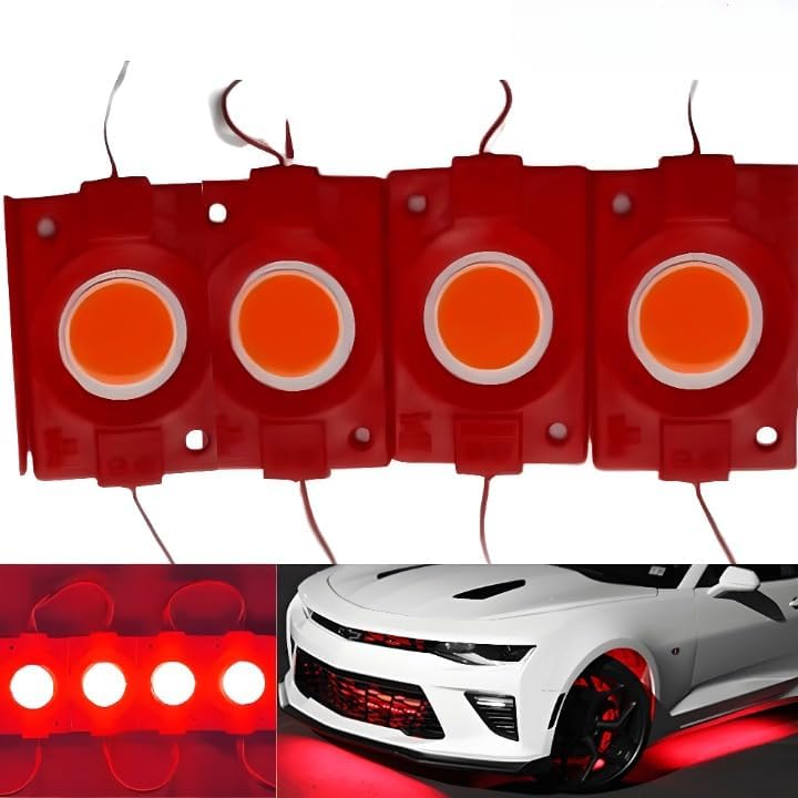 Autozap 4 قطع من إضاءة LED تحت السيارة والدراجة النارية، شريط ضوء وحدة، ضوء داخلي، ضوء لوحة القيادة، مصباح خلفي للسيارة، الدراجة النارية، الشاحنة، الفان (أحمر) - Image 1