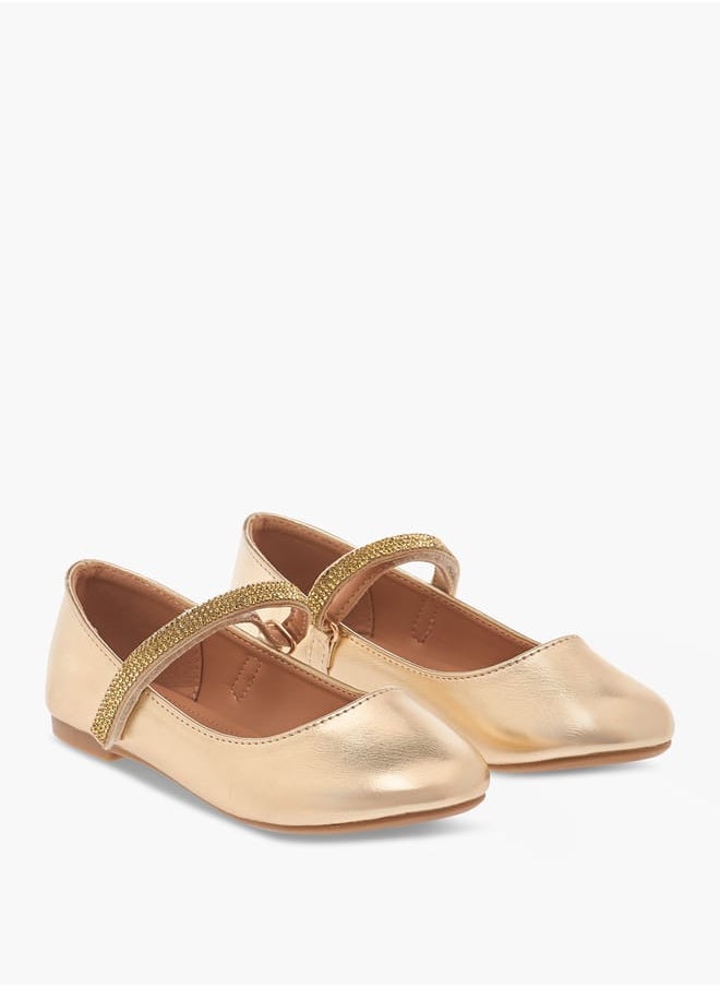 Flora Bella By Shoexpress Girls Floral Bella Embellished Ballerina Shoes with Hook and Loop Closure Ramadan Collection  - Image 1