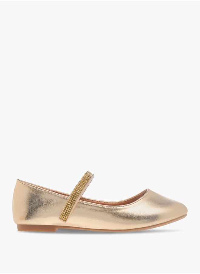 Flora Bella By Shoexpress Girls Floral Bella Embellished Ballerina Shoes with Hook and Loop Closure Ramadan Collection  - Image 3