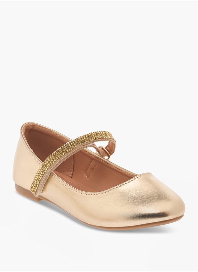 Flora Bella By Shoexpress Girls Floral Bella Embellished Ballerina Shoes with Hook and Loop Closure Ramadan Collection  - Image 2