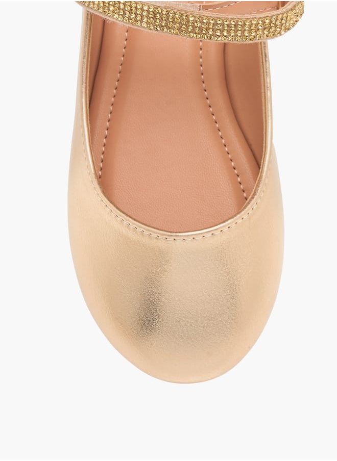 Flora Bella By Shoexpress Girls Floral Bella Embellished Ballerina Shoes with Hook and Loop Closure Ramadan Collection  - Image 4
