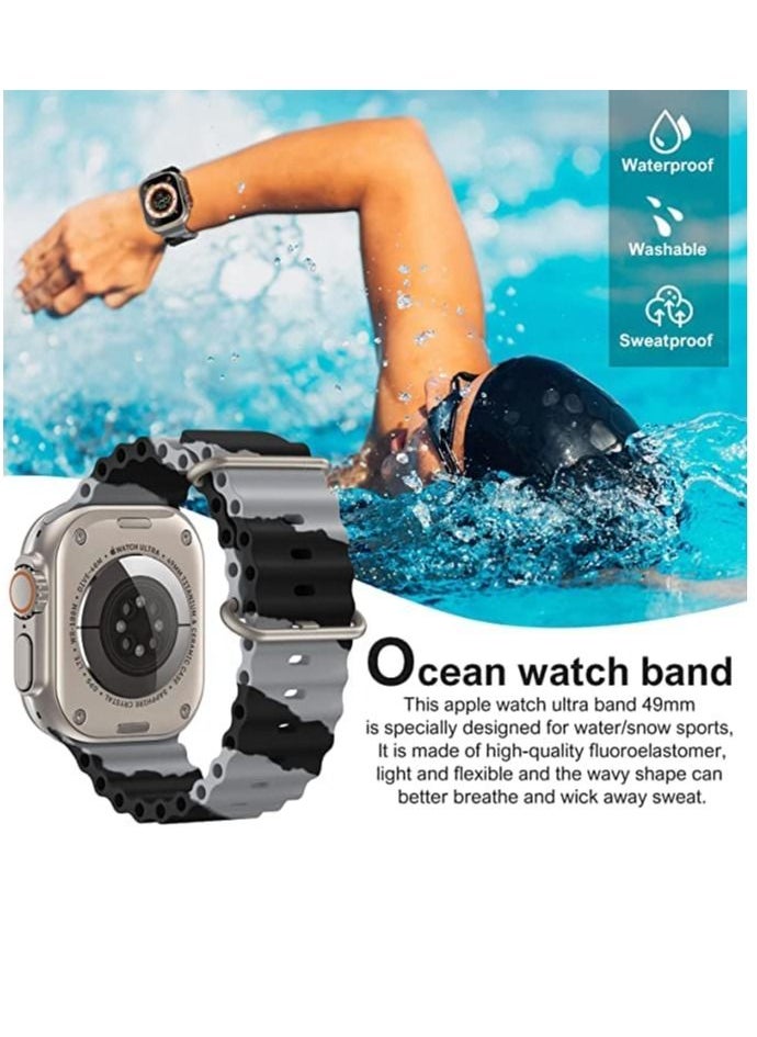 Rabos - New Silicone Band Compatible with Apple Watch Ultra Ocean 38/40/41mm|42/44/45/49mm Strap for iWatch Series Ultra 8 7 6 5 SE - Image 1