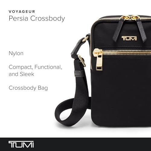 TUMI - Voyageur Persia Crossbody - Nylon Crossbody Travel Shoulder Bag for Women & Men - Stain- & Water-Resistant Fabric - Black & Gold - Image 3