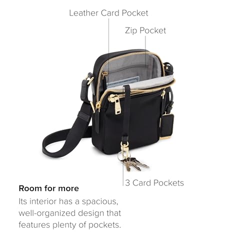 TUMI - Voyageur Persia Crossbody - Nylon Crossbody Travel Shoulder Bag for Women & Men - Stain- & Water-Resistant Fabric - Black & Gold - Image 4