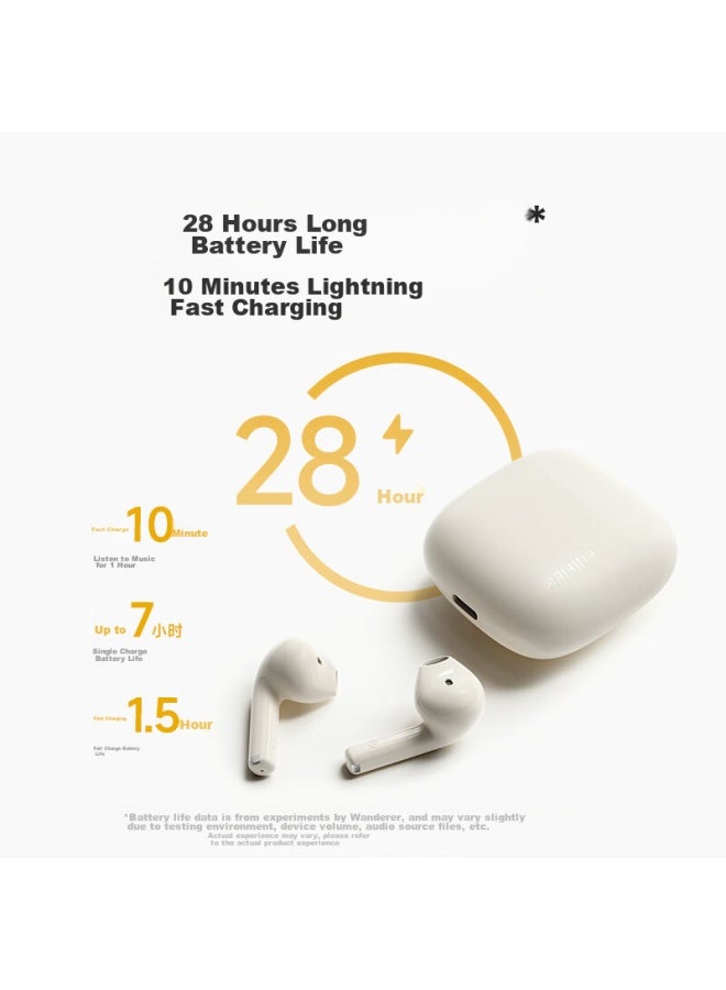 Walker Flower Edifier Hua Zai Zero Air Wireless Bluetooth Earphones, Semi In-ear Headphones, Bluetooth 5.3, Compatible With Apple, Huawei, Xiaomi, Moon White - Image 4