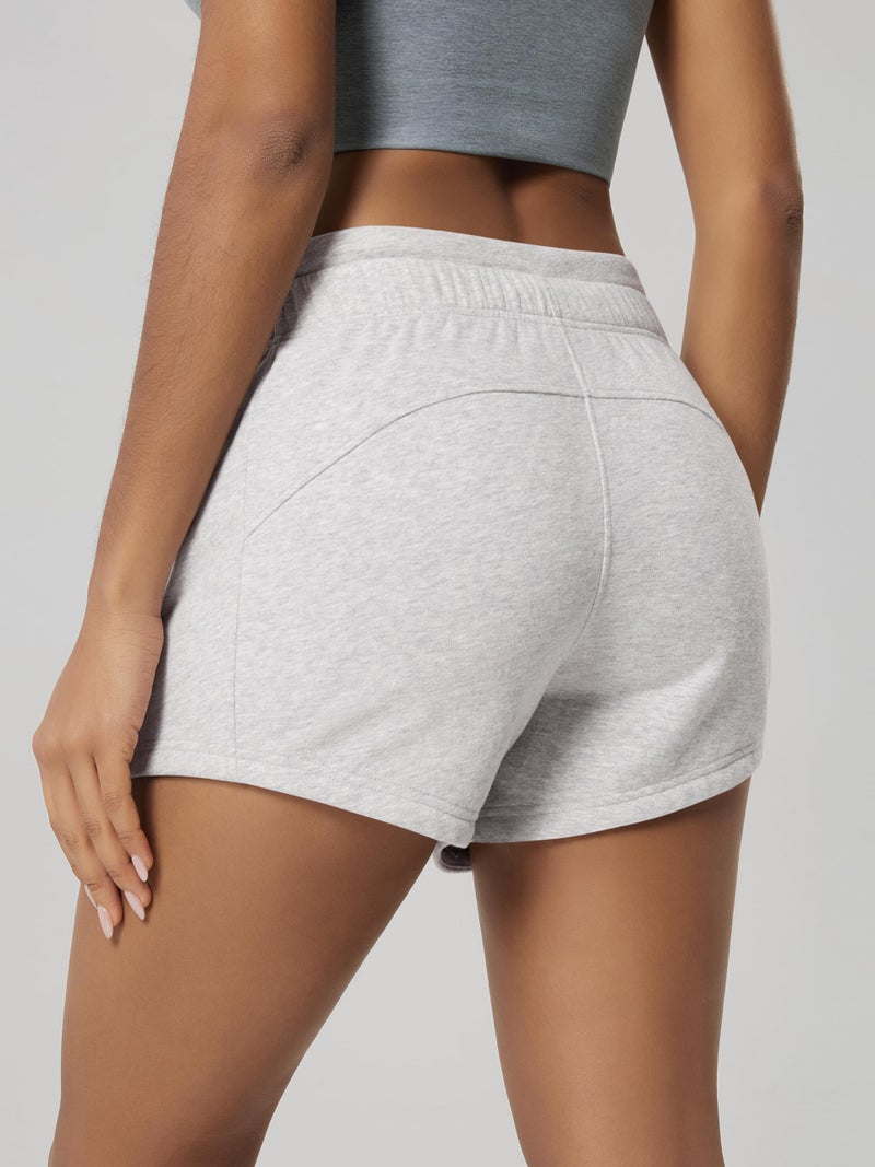 ODODOS Women's Sweat Shorts with Pockets Cotton French Terry Drawstring Summer Workout Casual Lounge Shorts, White Heather, X-Small - Image 4