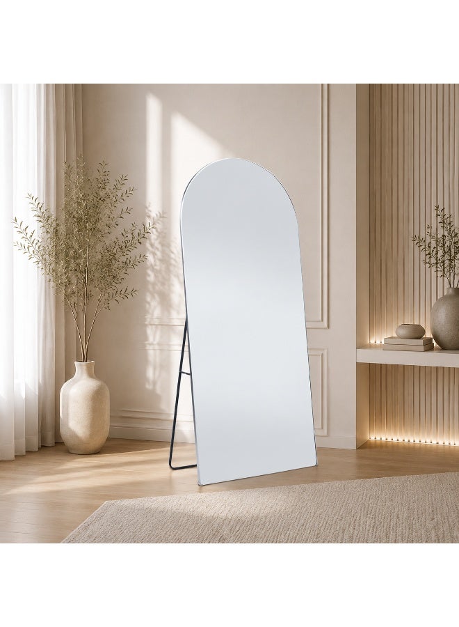 alsaada home Full-Length Free Standing Floor Mirror with Wheels & Metal Frame, 180x80 cm - SILVER - Image 2
