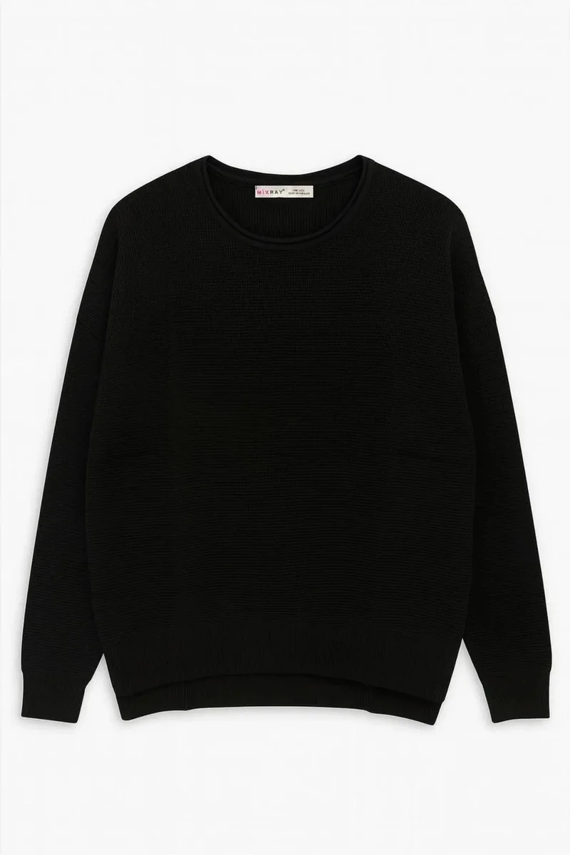 Mixray MIXRAY Boat Neck Relaxed Fit Sweater