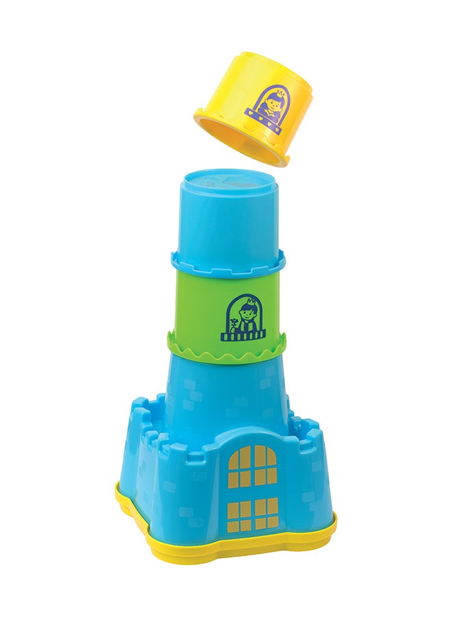 Happy Kids Little Learners Castle Nesting Stacker - Stack And Sort Colors, Sizes, Numbers, Ssorter Base, 28 Inches Tall, 18-Piece Set, 12M+  - Image 2