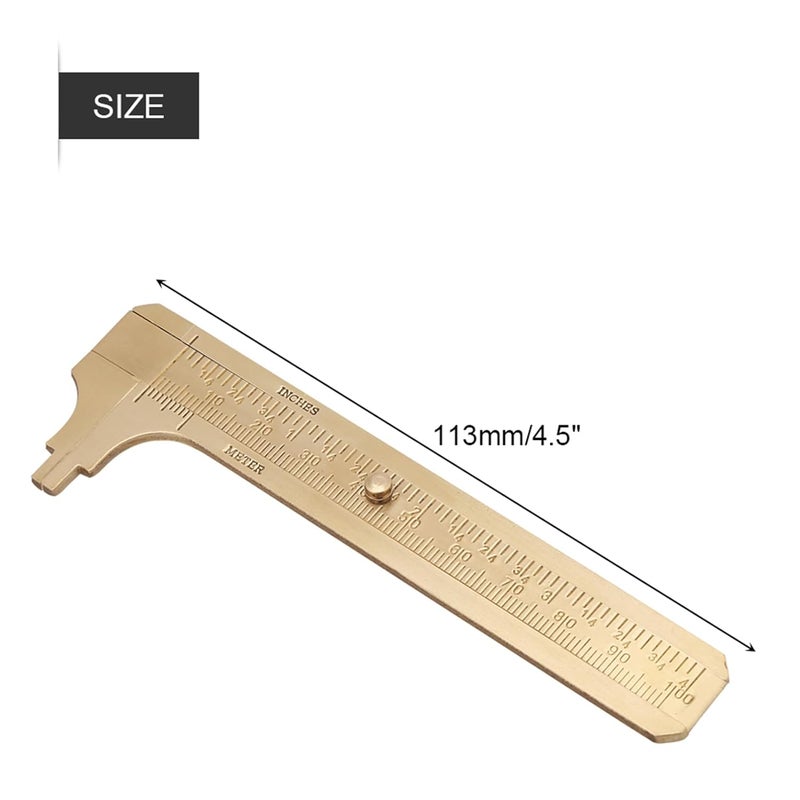 Brass Sliding Vernier Caliper Double Scale 100mm Pocket Measuring Tool For Watches Jewelry - Image 3