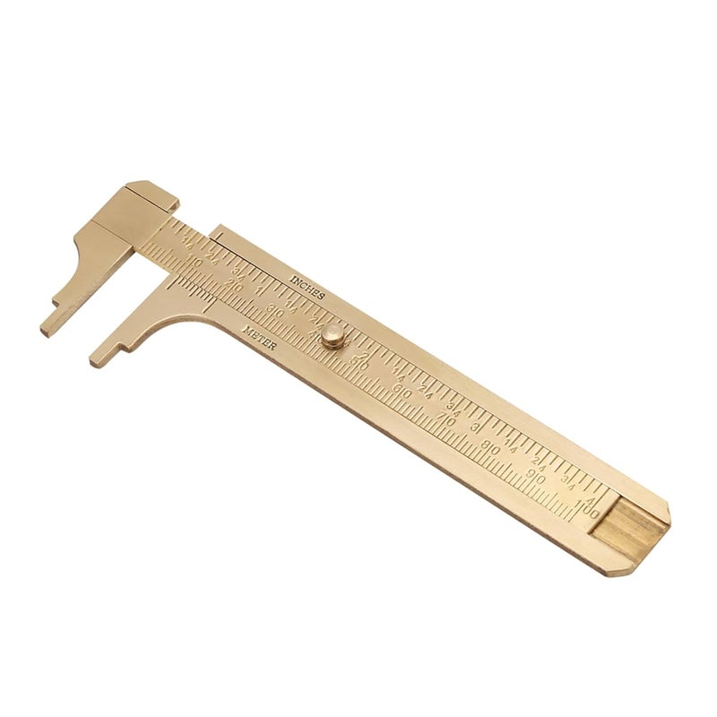 Brass Sliding Vernier Caliper Double Scale 100mm Pocket Measuring Tool For Watches Jewelry - Image 1