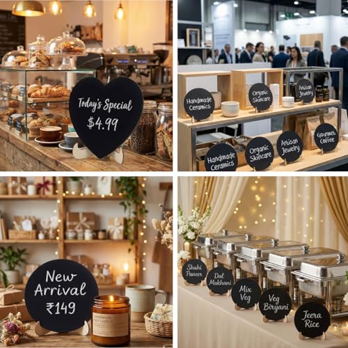 Snoogg Pack of 20 Wooden Chalkboard with Easel Stand Mini Blackboard Sign Board for Table Number Food Label Wedding Decoration Message Board Reusable Writing Display Boards - Image 5