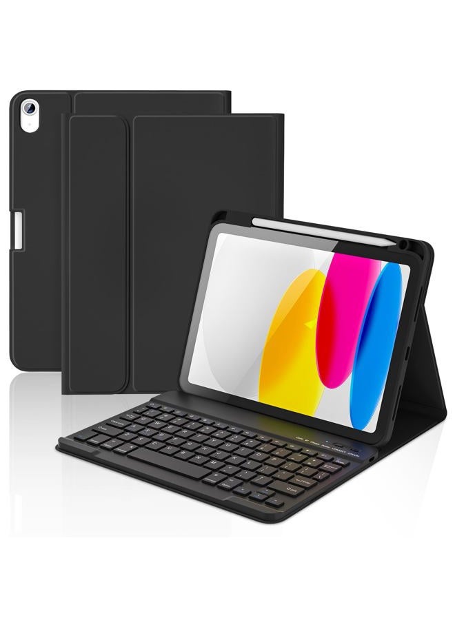KBCASE for iPad 11th/10th Generation Case with Keyboard, Detachable Wireless Keyboard Case with Pencil Holder for iPad A16 11 inch 2025/10th Gen 10.9 inch 2022 (Black) - Image 1
