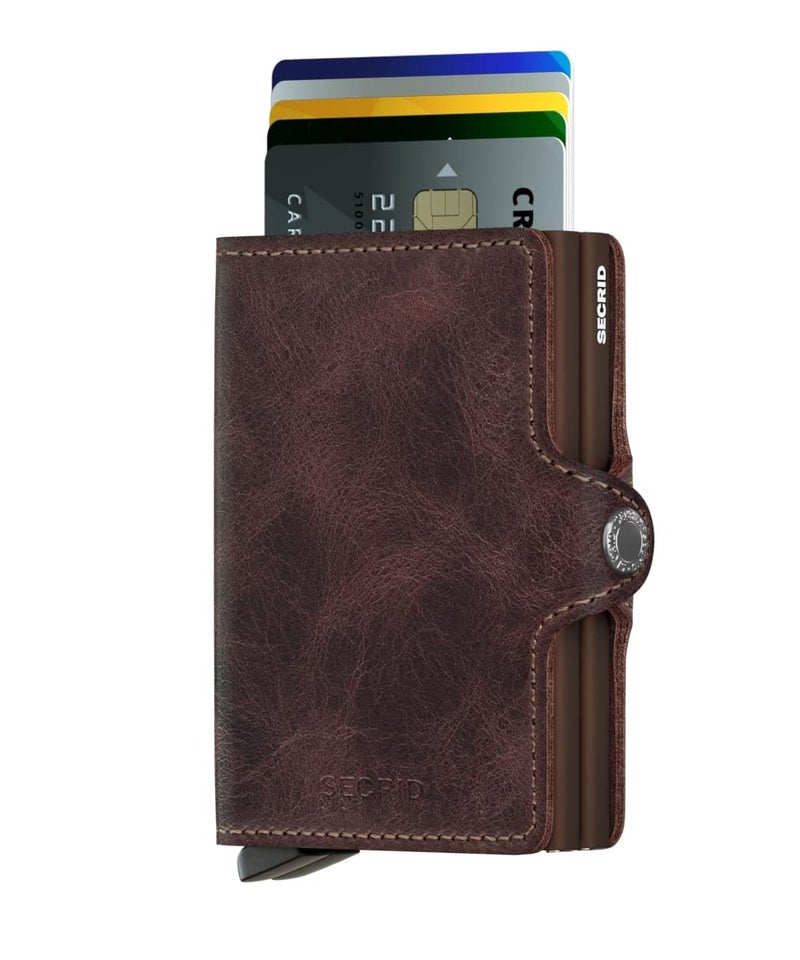 Secrid Twin Wallet, Vintage Chocolate, Genuine Leather with RFID Protecton, Holds up to 16 Cards - Image 2
