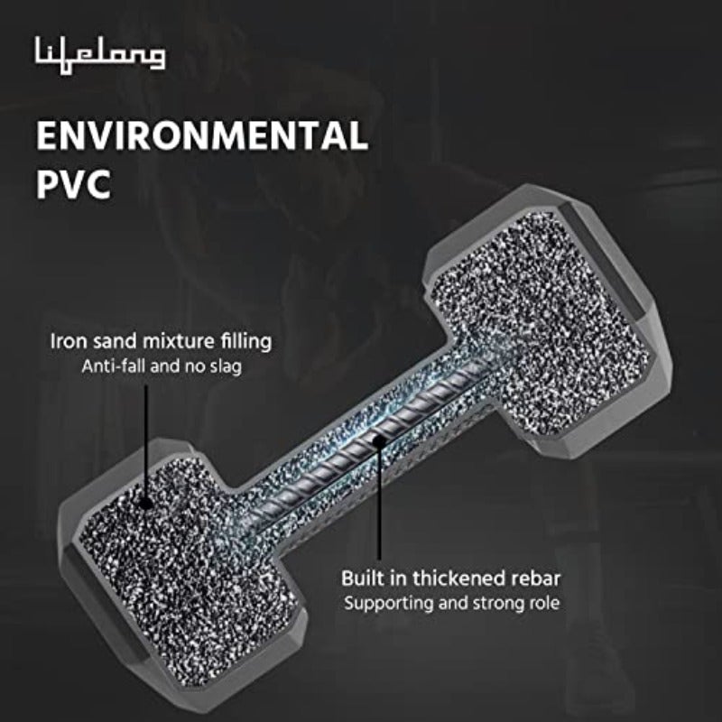 طقم أوزان دمبل سداسي PVC مجموعة من 2 + 2 كجم إلى 10 كجم لمعدات نادي المنزل، معدات لياقة بدنية، قضيب رجلي، تمارين منزلية، دمبل، أوزان دمبل للرجال والنساء (ضمان 6 أشهر) - Image 5