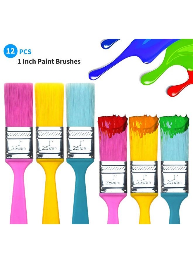 Greatandrew 12 Piece 1 inch Premium Multi Use SRT bristles Paint Brushes,Paint Brushes for Kids,Paint Brushes,Touch up Paint Brush,paintbrushes,Artist Paint Brush,Artist Paint Brushes,School,Office - Image 3