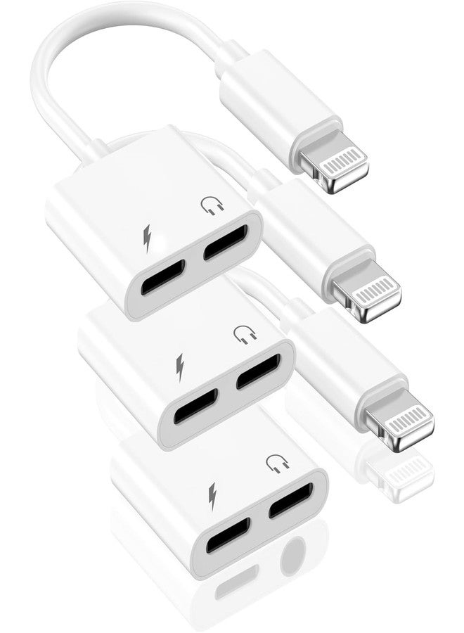 esbeecables [Apple MFi Certified] 3-Pack iPhone Headphone Adapter, 2 in 1 Lightning to Dual Lightning Aux Dongle Cable Cord with Fast Charging Splitter Compatible for iPhone 14 13 12 11 X XS 8 7 iPad iPod - Image 1