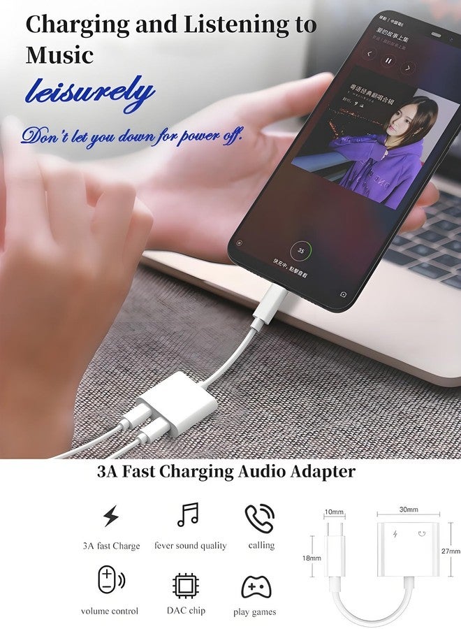 esbeecables [Apple MFi Certified] 3-Pack iPhone Headphone Adapter, 2 in 1 Lightning to Dual Lightning Aux Dongle Cable Cord with Fast Charging Splitter Compatible for iPhone 14 13 12 11 X XS 8 7 iPad iPod - Image 4