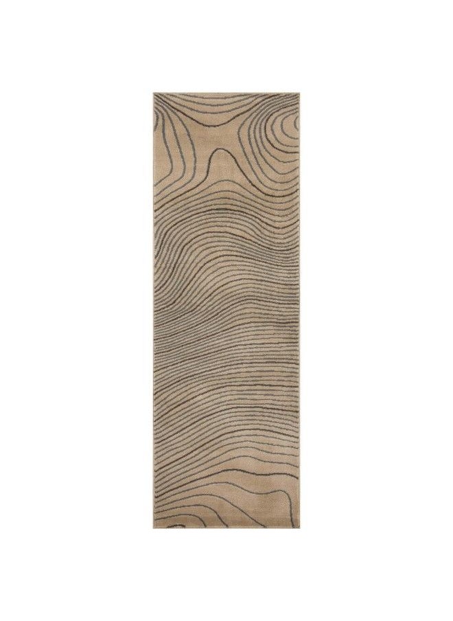 Superior Indoor Large Area Rug Modern Abstract Decor For Living Dining Room Office Bedroom Entryway Kitchen Dorm Playroom Hardwood Floor Throw Jute Backing Veer Collection 2' 7" X 8' Beige  - Image 3