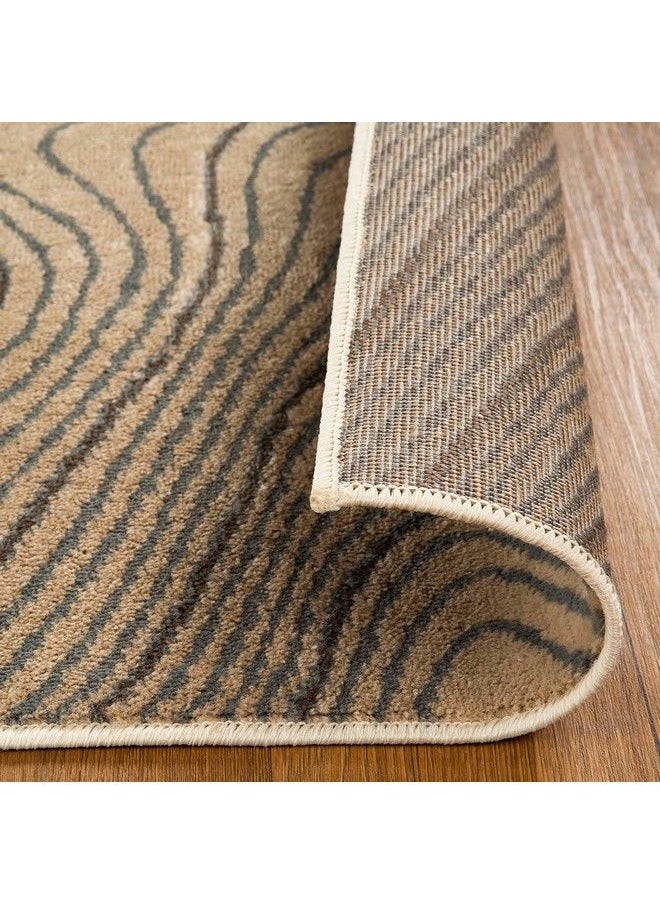 Superior Indoor Large Area Rug Modern Abstract Decor For Living Dining Room Office Bedroom Entryway Kitchen Dorm Playroom Hardwood Floor Throw Jute Backing Veer Collection 2' 7" X 8' Beige  - Image 4