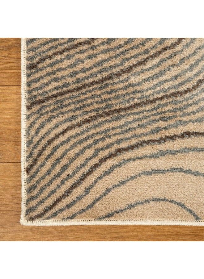 Superior Indoor Large Area Rug Modern Abstract Decor For Living Dining Room Office Bedroom Entryway Kitchen Dorm Playroom Hardwood Floor Throw Jute Backing Veer Collection 2' 7" X 8' Beige  - Image 5
