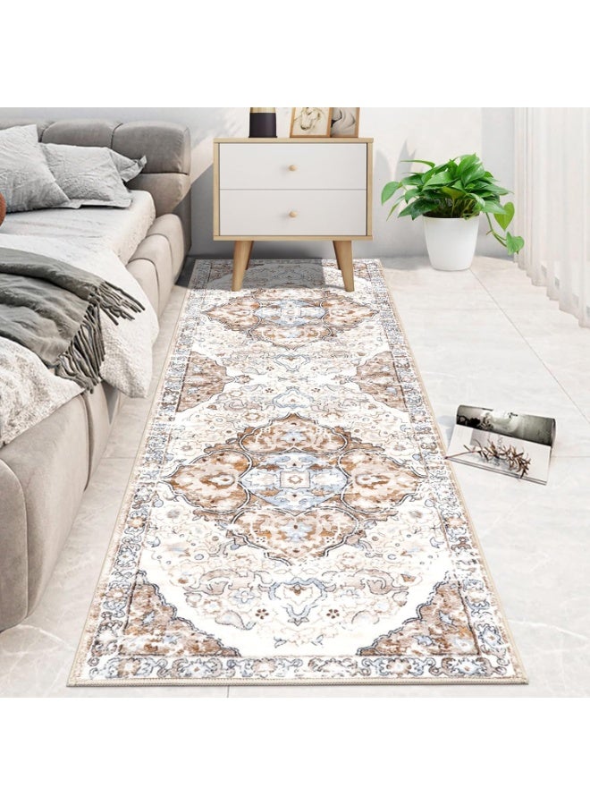 سجادة بوهو عتيقة | سجادة مضادة للانزلاق للممر وغرفة المعيشة | سجادة جانبية مقاومة للتآكل مقاس 80 * 210 سم من البوليستر المقاوم للبقع | بساط أرضي سهل التنظيف لديكور المنزل - Image 2