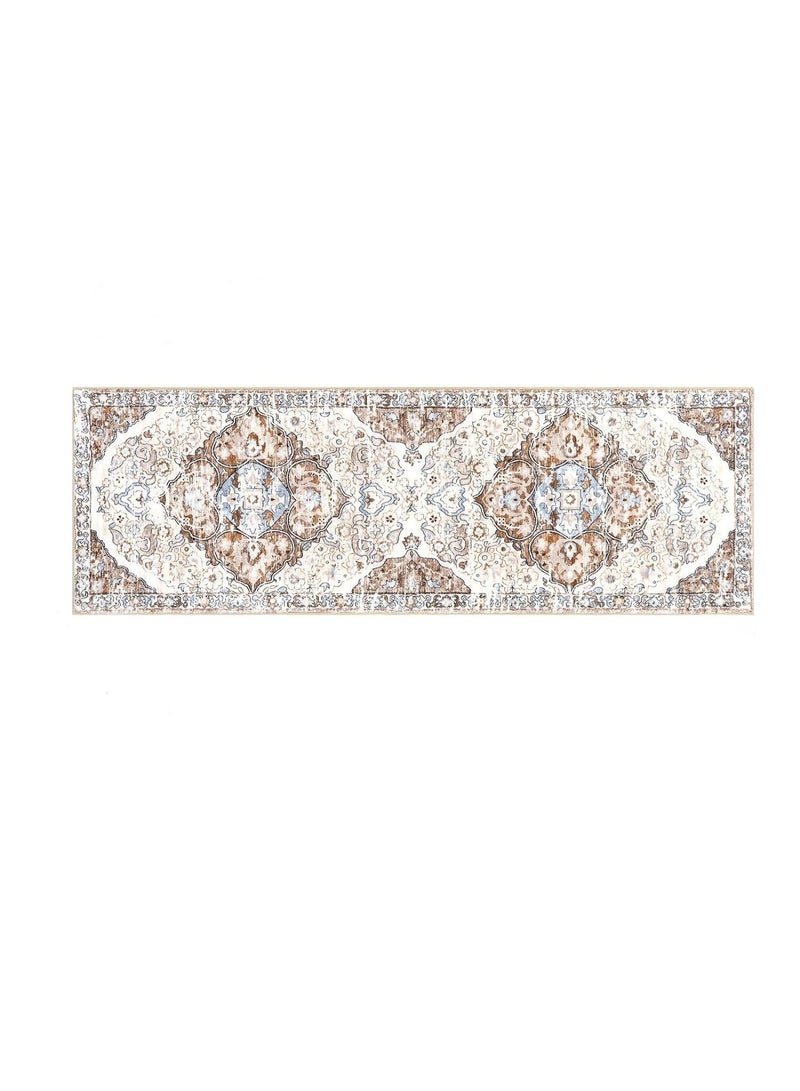 سجادة بوهو عتيقة | سجادة مضادة للانزلاق للممر وغرفة المعيشة | سجادة جانبية مقاومة للتآكل مقاس 80 * 210 سم من البوليستر المقاوم للبقع | بساط أرضي سهل التنظيف لديكور المنزل - Image 1