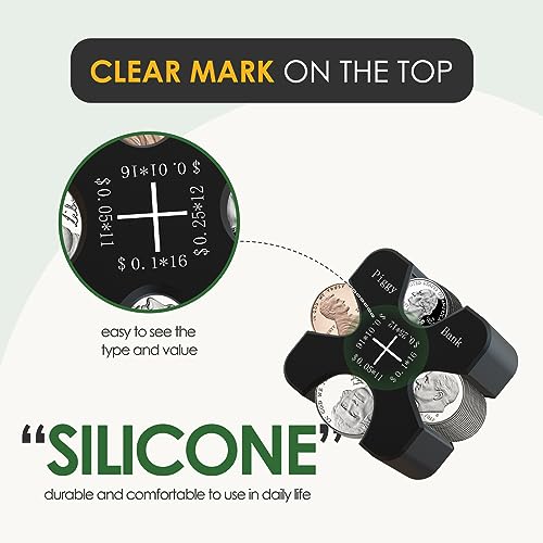 Vcertcpl Car Coin Holder - Silicone Change Organizer for 55 Coins, Portable Storage for Penny, Nickel, Dime and Quarter (Black) - Image 5