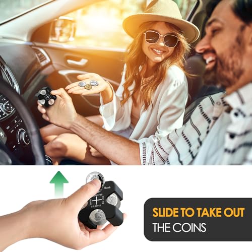 Vcertcpl Car Coin Holder - Silicone Change Organizer for 55 Coins, Portable Storage for Penny, Nickel, Dime and Quarter (Black) - Image 3