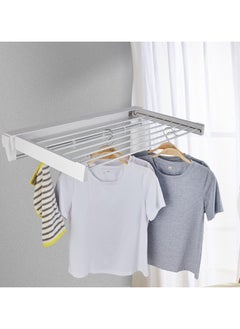 VUCATIN Clothes Drying Rack Wall Mounted Collapsible Laundry Drying Rack Foldable Clothing Drying Rack for Indoor Outdoor Organization (White)  - Image 2