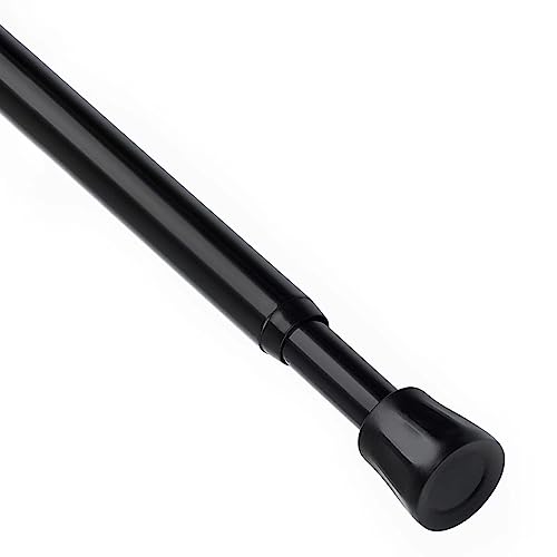 TYRON TYRON TYRON 1Pcs Black Tension Rod 18 to 28 Inch, Adjustable Small Tension Curtain Rod, Spring Loaded Curtain Rods for Window No Drill - Image 1