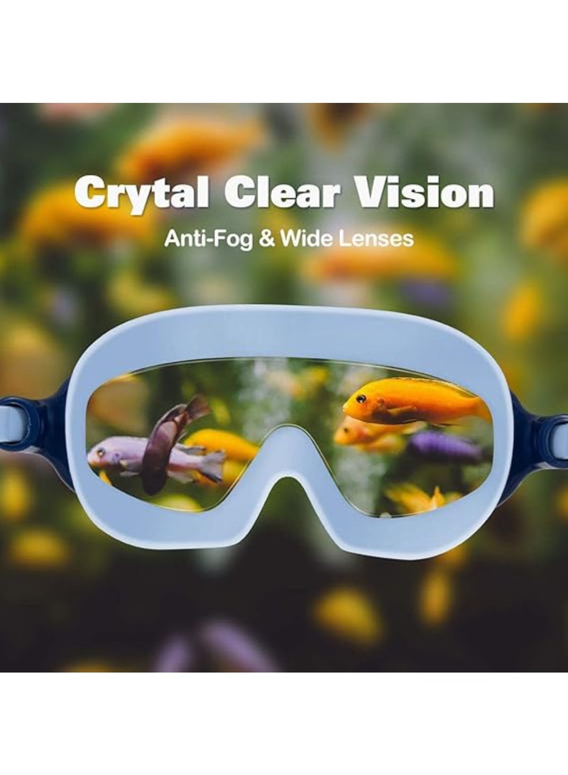 saykfoe 2 Pack Kids Swim Goggles, Pool Goggles Anti-Fog Anti-UV Wide View No Leaking Swimming Goggles for Children 3-14 - Image 3