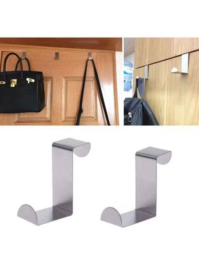 KLNAMAEAAN 6 Pieces Stainless Steel Over Door Hook Kitchen Cupboard Drawer Cabinet Clothes Holder Organizer  - Image 2