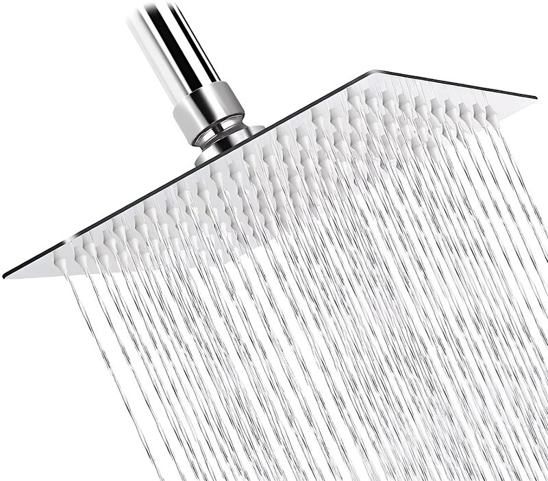 CARNIVAL Heavy Duty Ultra Slim Square 8x8 Overhead Shower | Stainless Steel 304 Rainfall Shower Head for Bathroom | Adjustable Angles with Premium Chrome Finish without Arm - Image 1