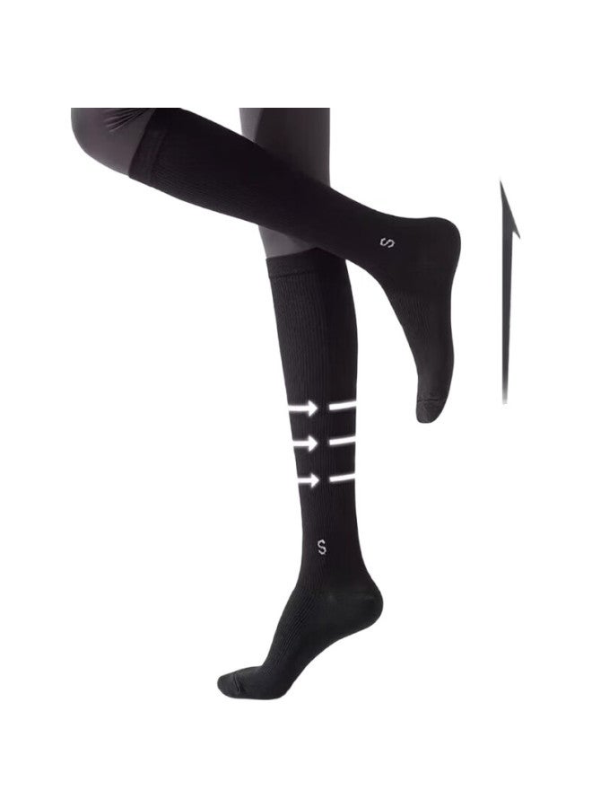 Dweck Pressure Socks, Professional Non-Slip Muscle Yoga Calf Socks, Sports Women'S Running Jump Rope Marathon Cycling, Black + White - Image 3