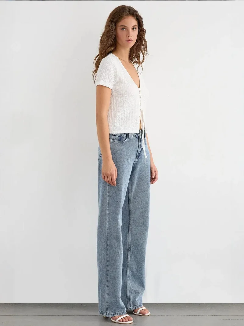 HICCUP Short Sleeve Tie-Up Detail Blouse