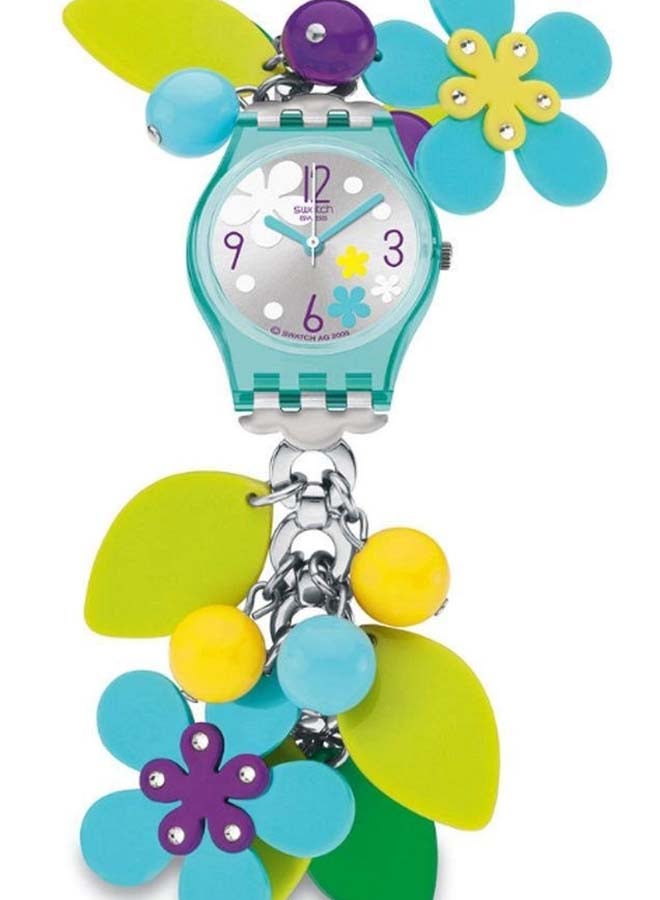 Swatch ساعة يد نسائية مقاومة للماء بحركة كوارتز باللون الأخضر والمزيد - 42 ملم - Image 1