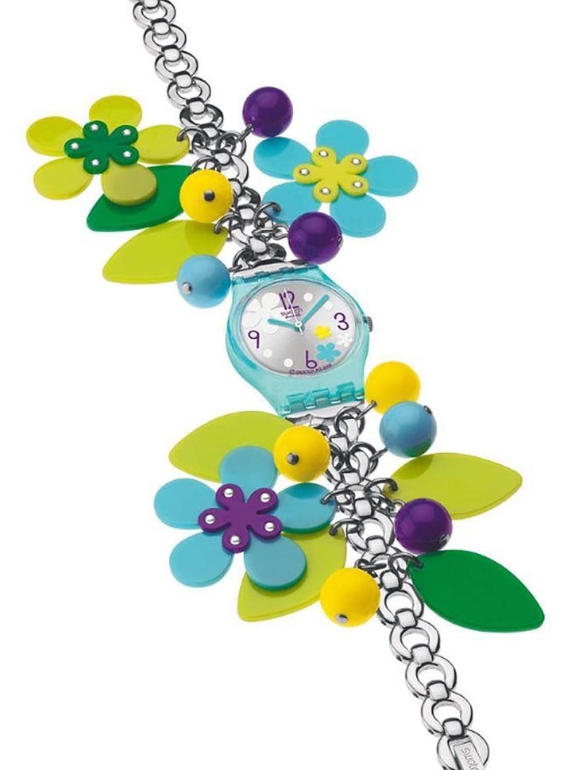 Swatch ساعة يد نسائية مقاومة للماء بحركة كوارتز باللون الأخضر والمزيد - 42 ملم - Image 3