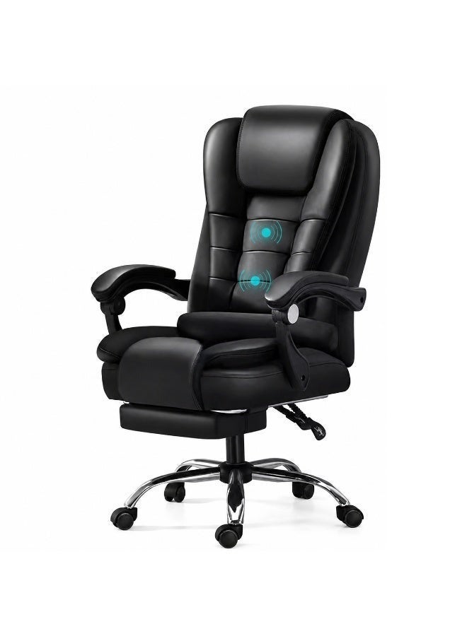 FUOE Executive Ergonomic Cloud Office Chair Cat-Scratch-Resistant Leather Reclining Desk Computer Swivel Silent Wheel Adjustable Height High-Back Big Gaming Chair - Image 1
