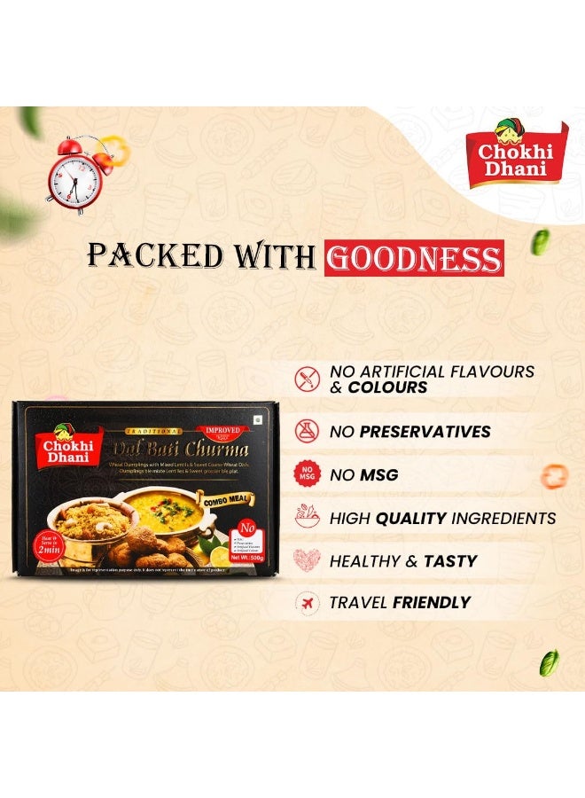 Chokhi Dhani Dal Bati Churma 500 gm | Ready to Eat Meals | Just Heat & Eat | Stove Top or Hot Water | Ready in 2 Minutes | Rajasthani Thali - Image 5