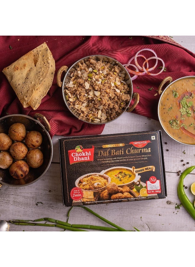 Chokhi Dhani Dal Bati Churma 500 gm | Ready to Eat Meals | Just Heat & Eat | Stove Top or Hot Water | Ready in 2 Minutes | Rajasthani Thali - Image 3