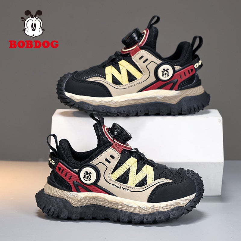 Babu Bean Boys Sneaker Leather Waterproof Button Shoes Non-Slip Soft Bottom Girls Running Shoes - Image 2