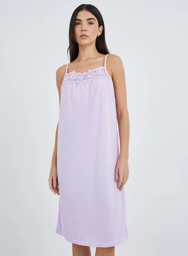 ستايلي Styli Lace Yoke Slip Dress