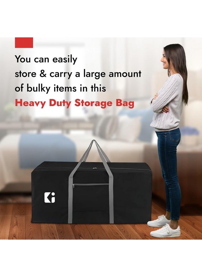 Kuber Industries Kuber Industries Nylon Multi-Purpose Extra Large Storage Bags | Heavy Duty Bag for Clothes | Blanket/Quilt Big Storage Bag | Big Carry Bags for Packing | Jumbo Shifting Bags - Grey & Black  - Image 2