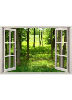 Paper Plane Design Wall Decal Sticker Outdoor Green Woods Trees Nautical Nature View Window Framed Wall Poster for Home Décor Window Framed Wall Poster for Home Décor | Size: 90 cm x 60 cm (3 feet x 2 feet) (Window-A)  - Image 2