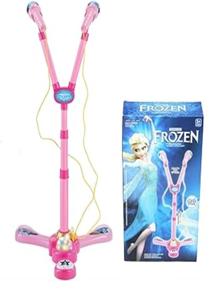 Disney FROZEN Childrens Girls Pink Karaoke Double Twin Microphone Toy Light Up Music Songs 