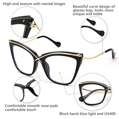 Karsaer Women Oversized Square Blue Light Blocking Glasses Anti Eyestrain Cat Eye Fashion Eyewear E1166 - Image 4