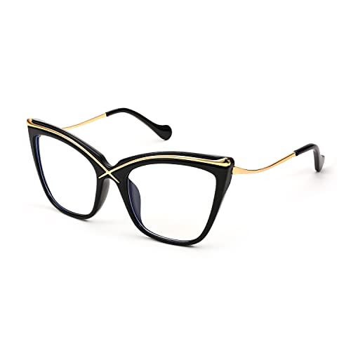 Karsaer Women Oversized Square Blue Light Blocking Glasses Anti Eyestrain Cat Eye Fashion Eyewear E1166 - Image 1