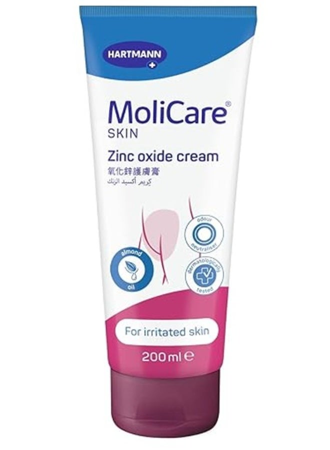 Hartmann MoliCare Skin Zinc Oxide Cream 200ml | Protective Skin Care Cream for Sensitive & Irritated Skin - Image 1